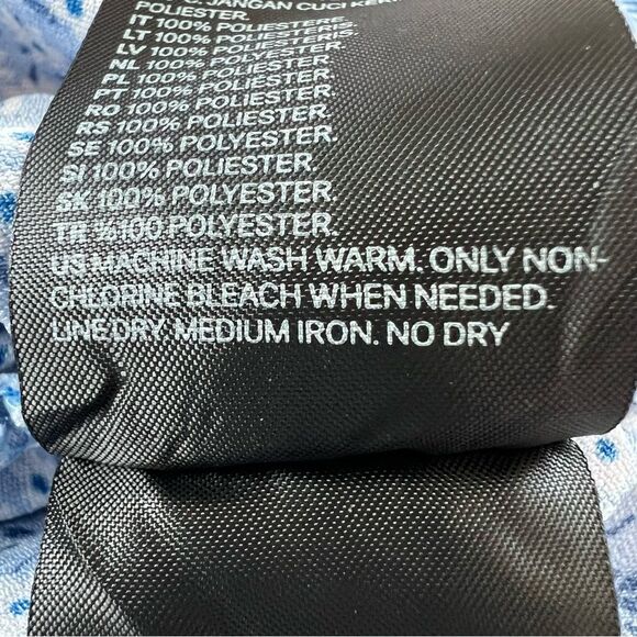 H & M Babydoll Smocked Coquette Powder Blue Floral Peasant Boho Blouse Size M - Picture 10 of 12